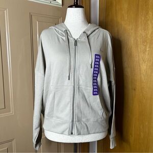 DKNY Beige Zip-Up Hoodie